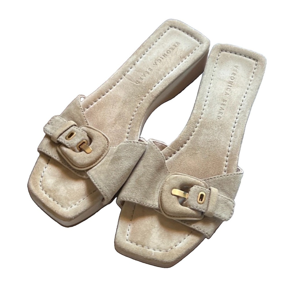 Veronica Beard Women's Davina Slide Sandals in Sand Suede Size 8.5 MSRP $325